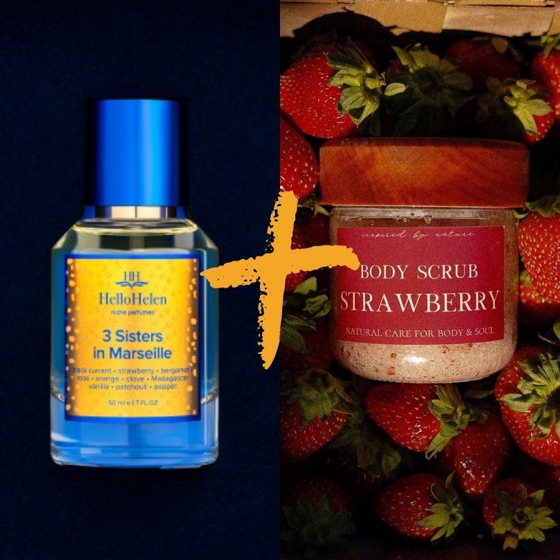 3 Sisters in Marseille - HelloHelen - 50ml + Gommage pour le corps naturel - Strawberry - 220 g
