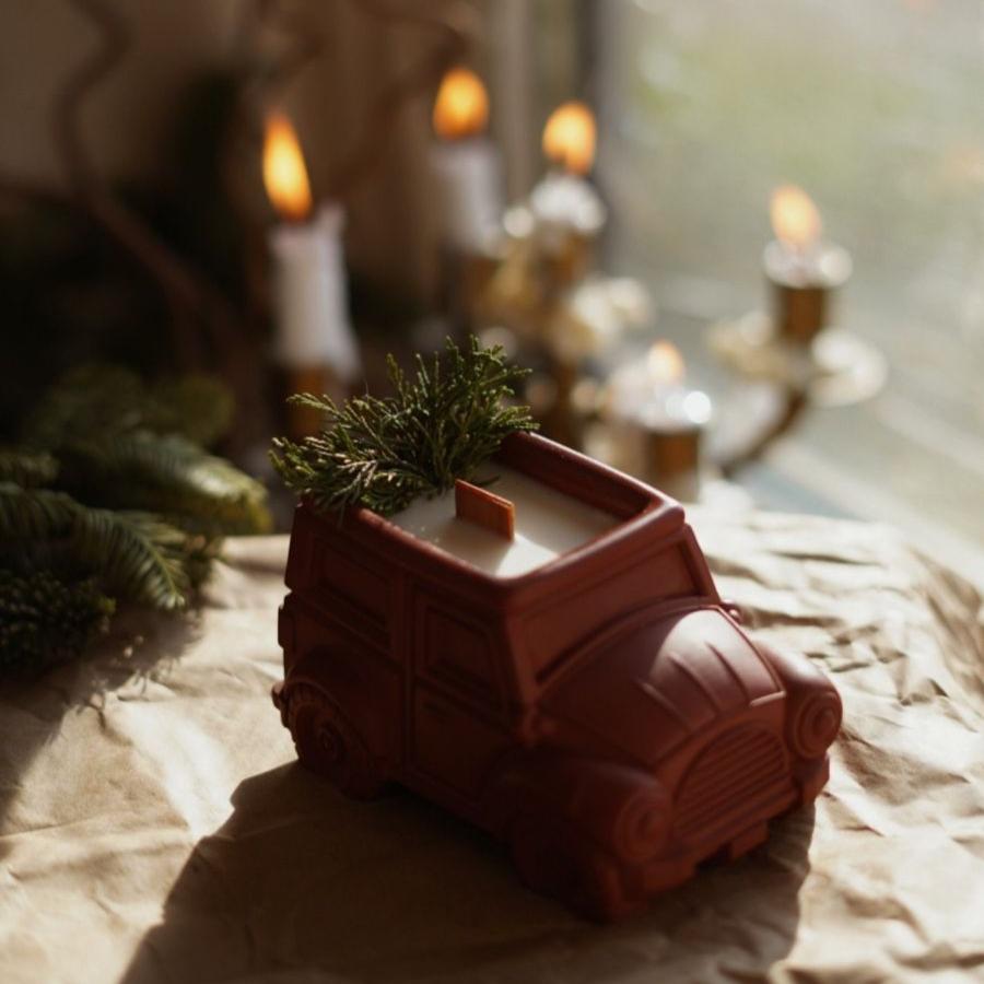 Bougie parfumée - La Petite Voiture de Noël Rétro - idée cadeau - cadeau noël