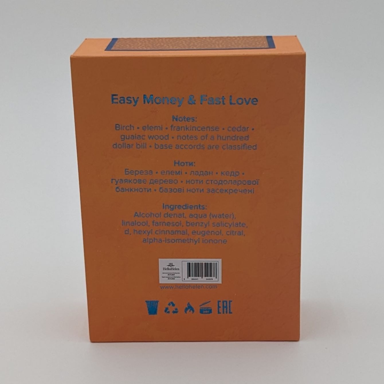 Easy Money & Fast Love - HelloHelen - Eau de parfum 50ml - boite arrière