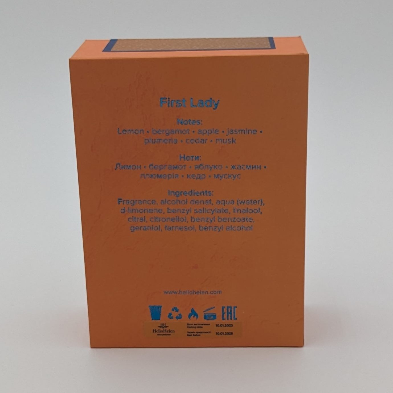 First Lady - HelloHelen - Eau de parfum 50ml - boite arrière
