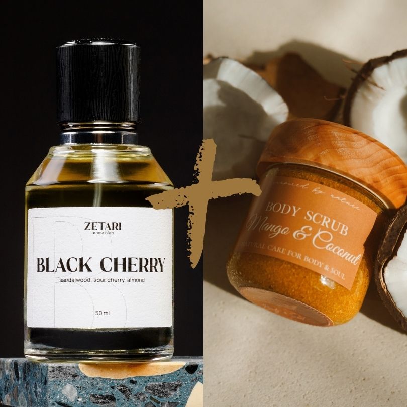 Lot Black Cherry - ZETARI - 50ml + Gommage pour le corps naturel Mango & Coconut - 220 g