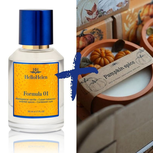 Lot Formule 01 - HelloHelen - 50ml + Bougie parfumée - Pumpkin spice - 190 g